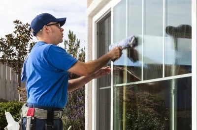 5-advantages-of-professional-window-cleaning Window cleaning services Seattle technician working on exterior glass for a clear, clean view.
