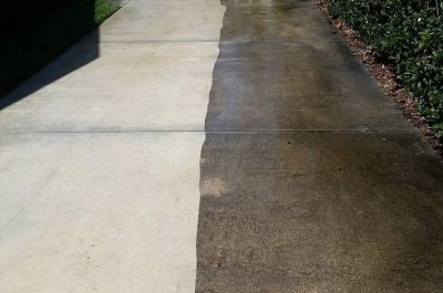 before Side-by-side comparison of a dirty vs. clean floor surface, highlighting the dramatic results of professional Pressure Washing Services Redmond.